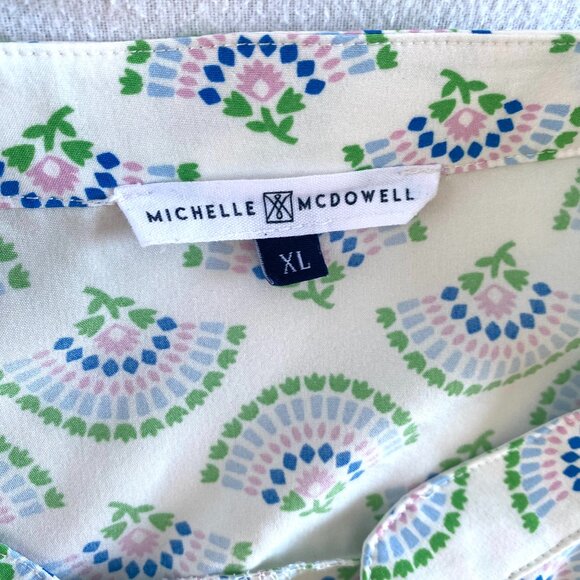 Michelle McDowell dress Extra Large white green blue pink ruffle beach cover up - Picture 4 of 8